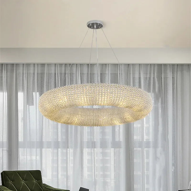 Crystal Luxury Loft Pendant Light with LED E14 Bulb for Living Room