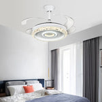 42" Leaf Fan Chandelier Invisible Fan Lighting for Bedroom and Dining Room