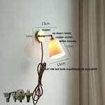 White Ceramic LED Wall Sconce with Pull Chain Switch & Rotate Copper Finish