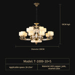 Luxury Chinese Style Copper Jade Living Room Chandelier