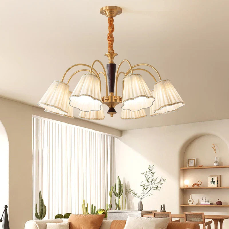 Antique Copper Chandelier for Retro American Country Living Room and Dining Room