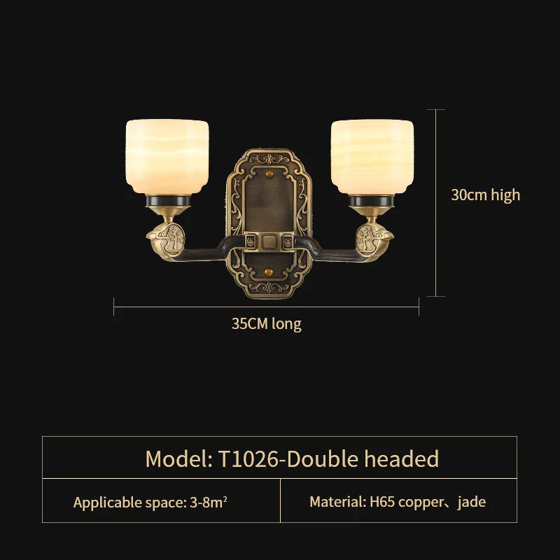 Copper Jade Duplex Chandelier: Chinese Villa Hall Lighting for Hotel Lobby & Living Room