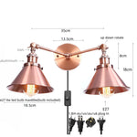 Afralia™ Industrial Vintage LED Wall Light Iron Gold 2 Heads Simple Lamparas De Pared.
