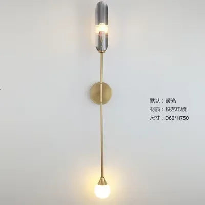 Golden Inclined Tube Wall Lamp for Modern Luxury Decor in Living Room