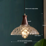 Wood Glass LED Pendant Lights Modern Hanging Lamp for Kitchen Living Room