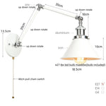 Vintage White LED Wall Sconce Stair Light Fixture with Pull Chain Switch
