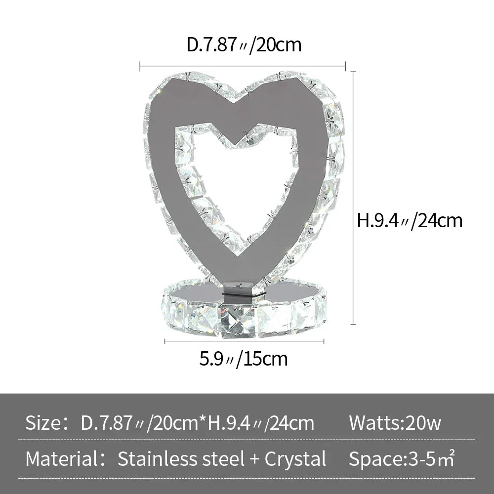 Modern LED Crystal Stainless Steel Desk Lamp for Bedroom and Outdoor Lighting