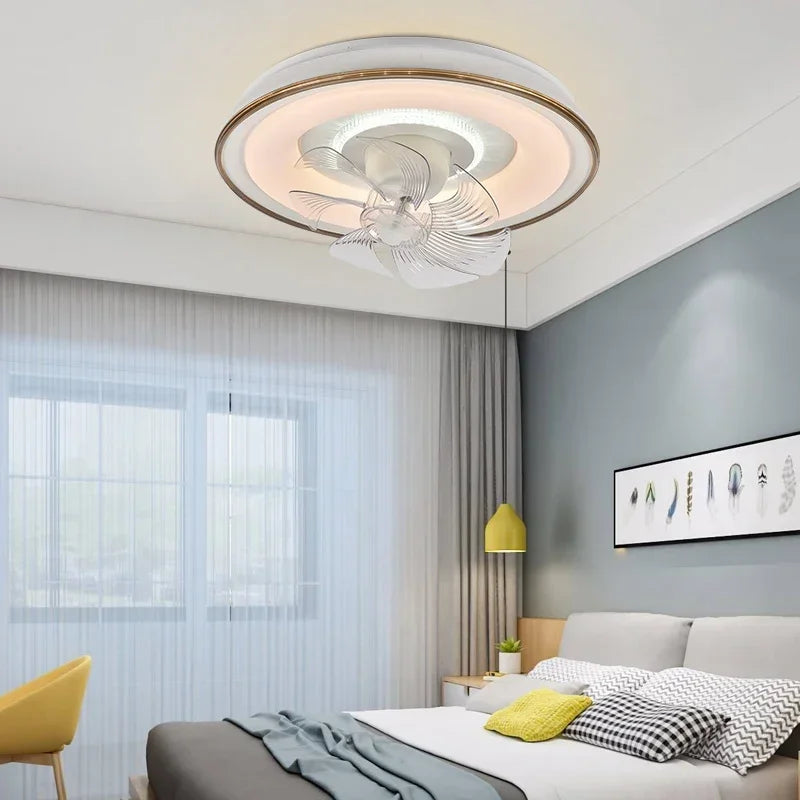 LED Fan Lights Ceiling Lamp with Remote Control - Three Colors, Dimmable for Bedroom-Living Room