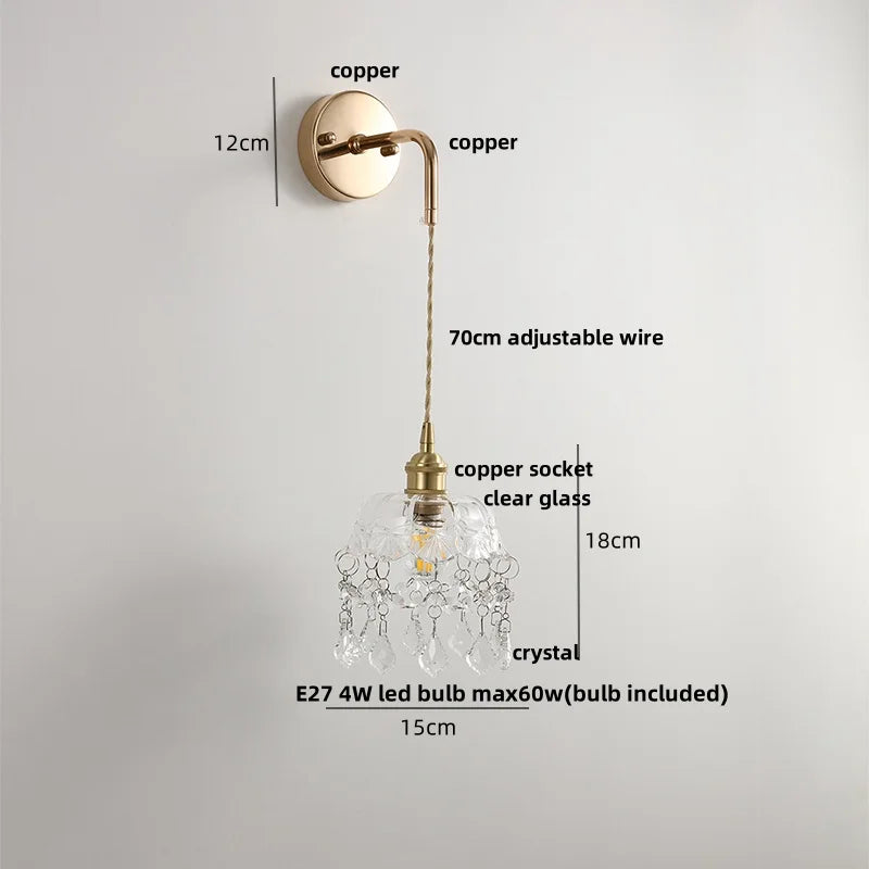 Clear Glass LED Wall Lamp Modern Crystal Home Decor Nordic Design