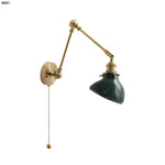 Glass Green LED Wall Light Fixture Vintage Green Swing Arms Sconce