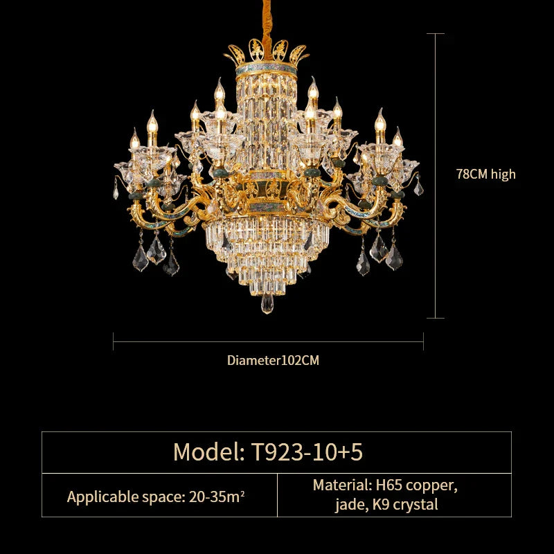 Luxe Crystal Chandelier: Elegant Copper Living Room Dining Candle Light