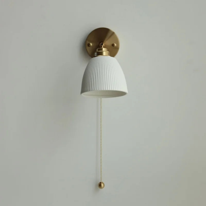 Ceramic LED Wall Sconce Up Down Rotate Pull Chain Mirror Light