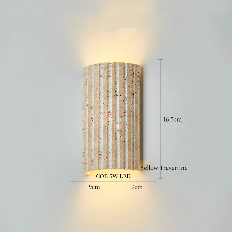 Wabi Sabi LED Wall Light Yellow Travertine Bedroom Lamps for Bathroom Mirror & Loft Interior