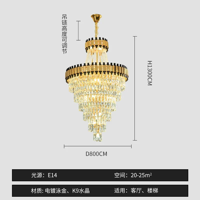 Crystal Chandelier for Duplex Villa Hotel Club Banquet Hall Engineering Lighting