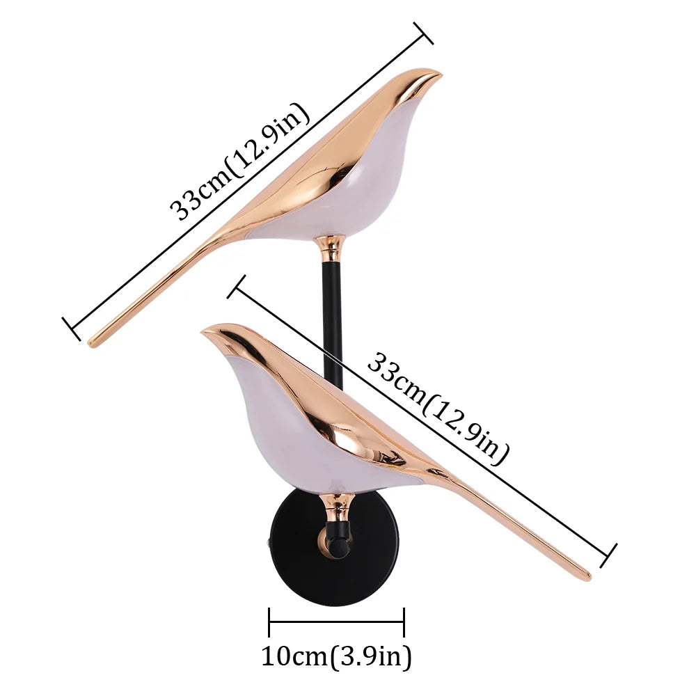 Rose Gold Nordic Bird LED Wall Sconce for Bedroom & Hallway Decor