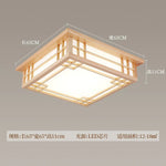 Solid Wood Ceiling Chandelier Light for Home Decor, LED Square Lamp for Living Room