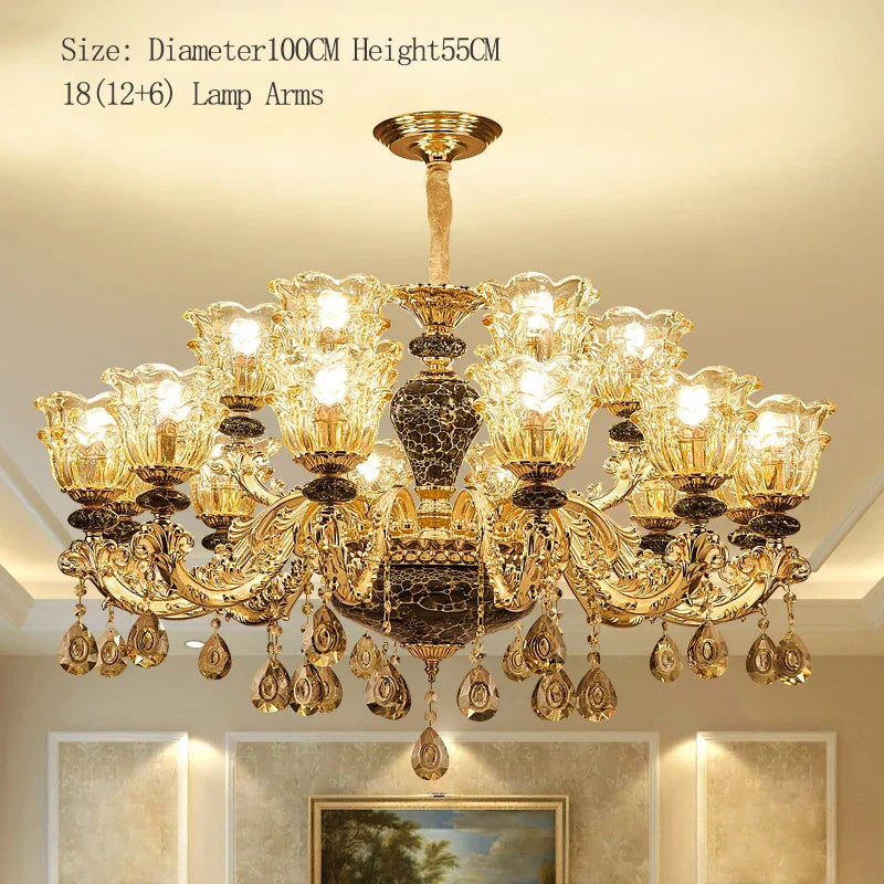Luxury Crystals Chandelier Ceramic Crystal Lamp for Living Room Bedroom