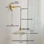 Ceramic Copper LED Wall Lamp with Pull Chain Switch for Modern Style Interiors
