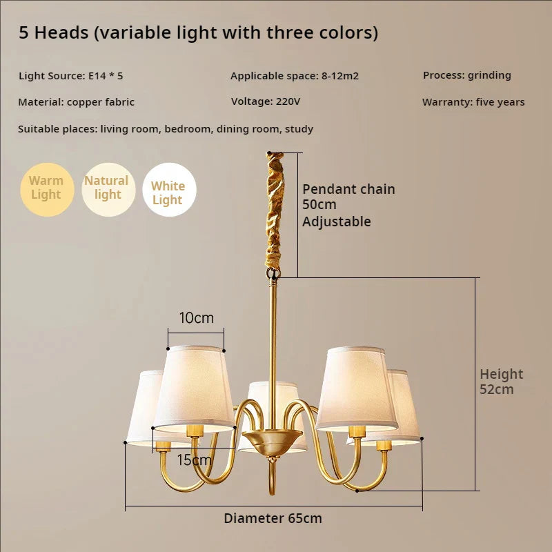 Copper American Chandelier: Modern Luxury for Living Room, Bedroom, and Restaurant