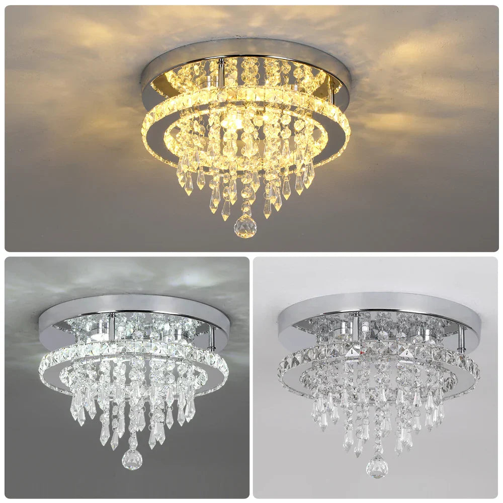 Diamond Crystal LED Ceiling Chandelier Pendant Light for Elegant Living Spaces
