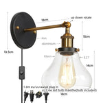 Afralia™ Gold LED Wall Sconces Iron Loft Retro Home Bedroom Lamp