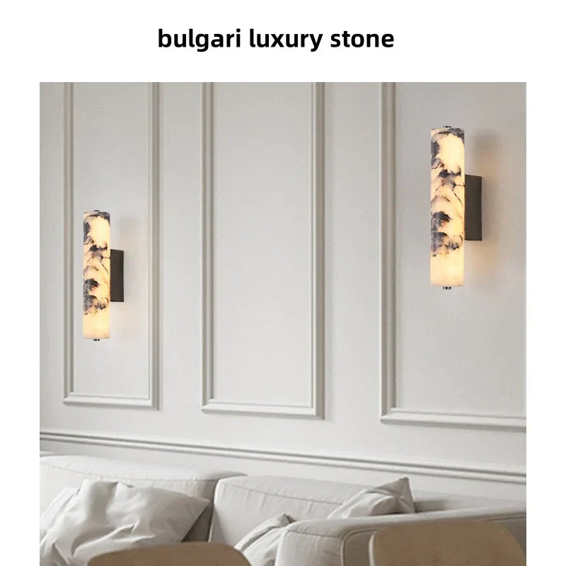 Modern Cylinder Marble Wall Lamp - Luxury LED Wall Lights for Living Room
