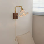 Modern Walnut Brass LED Wall Light Rotatable Bedside Sconce Stair Fixture