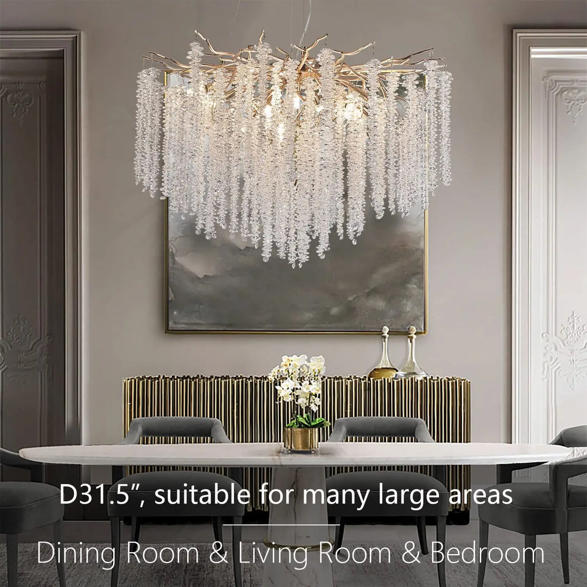 Crystal Tassel Chandelier: Elegant Dining Room Pendant Light Fixtures