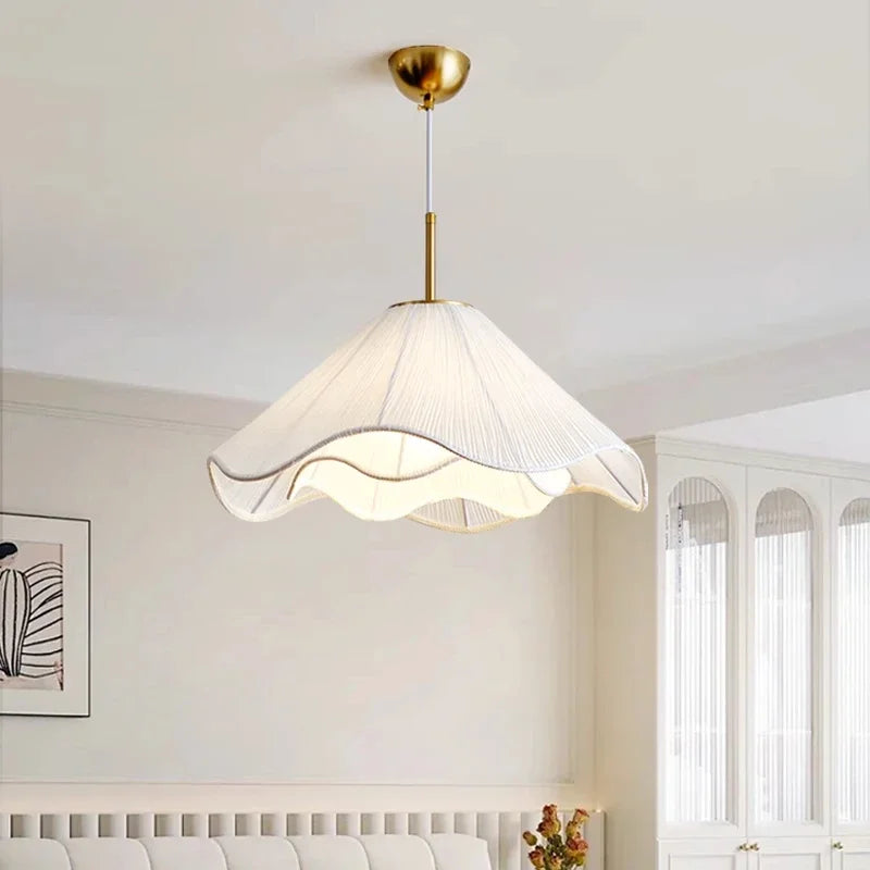 Nordic Fabric LED Chandelier Modern White E27 Pendant Lights Dining Room Art Decor