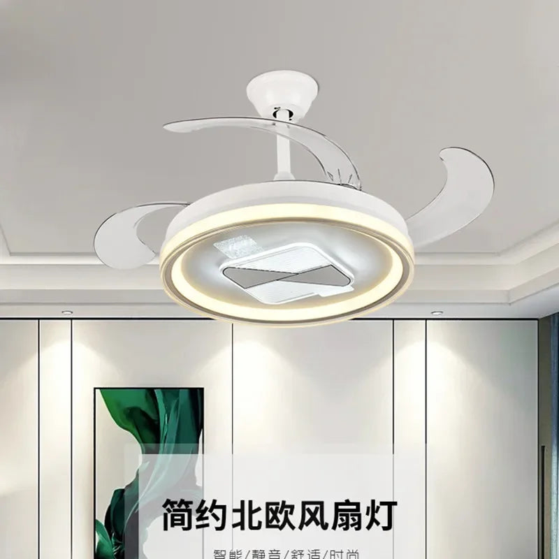Retractable Fan Lamp: Modern Remote Control Ceiling Fan With Light
