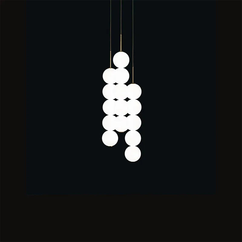 Art Deco LED Glass Pingpong Pendant Light in Gold Chrome Black.