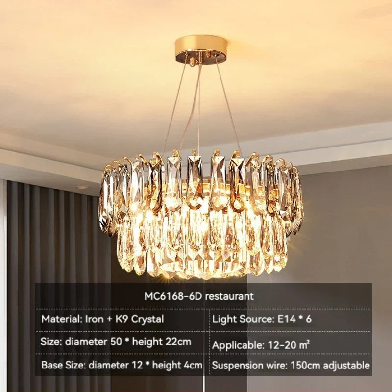 Gold Crystal Chandelier: Luxury Lighting for Dining Living Bedroom Kitchen Island
