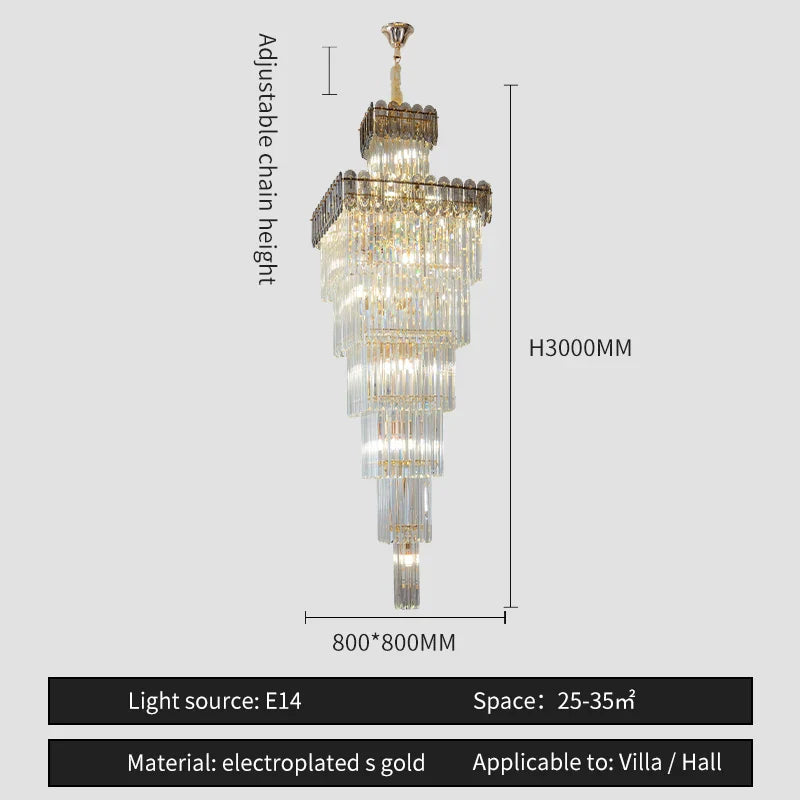 Nordic Duplex Villa Crystal Chandelier for Luxury Spaces