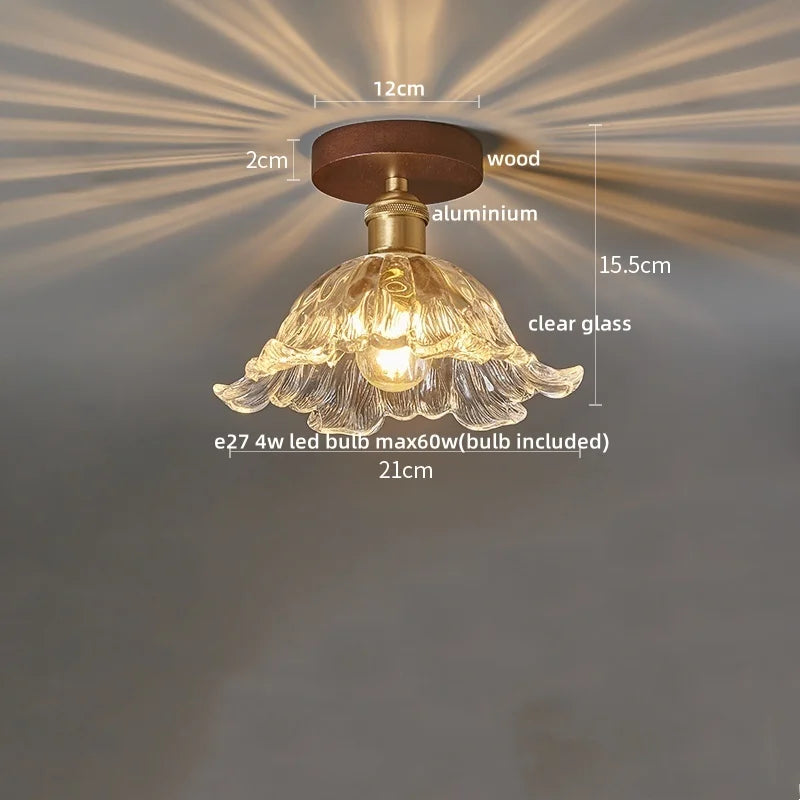 Wood Glass LED Ceiling Lights Modern Luminaria De Teto for Home Décor