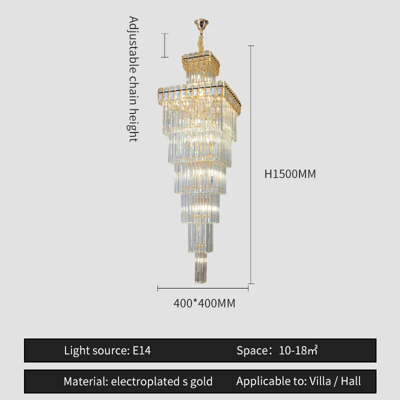 Nordic Duplex Villa Crystal Chandelier for Luxury Spaces