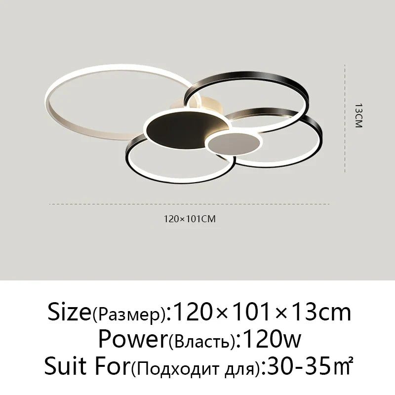 Modern LED Chandelier with Remote Control for Living Room & Bedroom Lighting