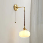 Glass Copper LED Wall Lights with Knob Switch, Modern Bedside Lamp