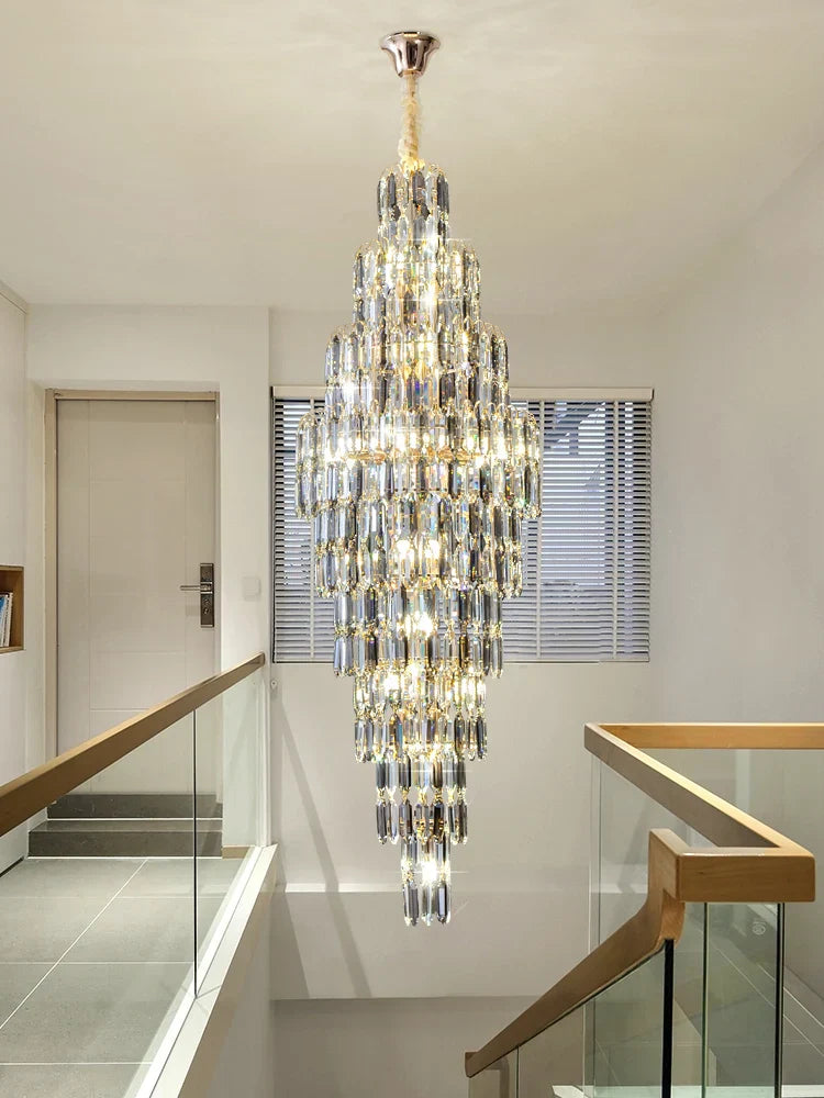 Crystal Loft Pendant Light: Sleek Spiral Staircase Chandelier