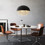 Modern Black White Hemisphere Hanging Chandelier Pendant Light for Living Dining Room