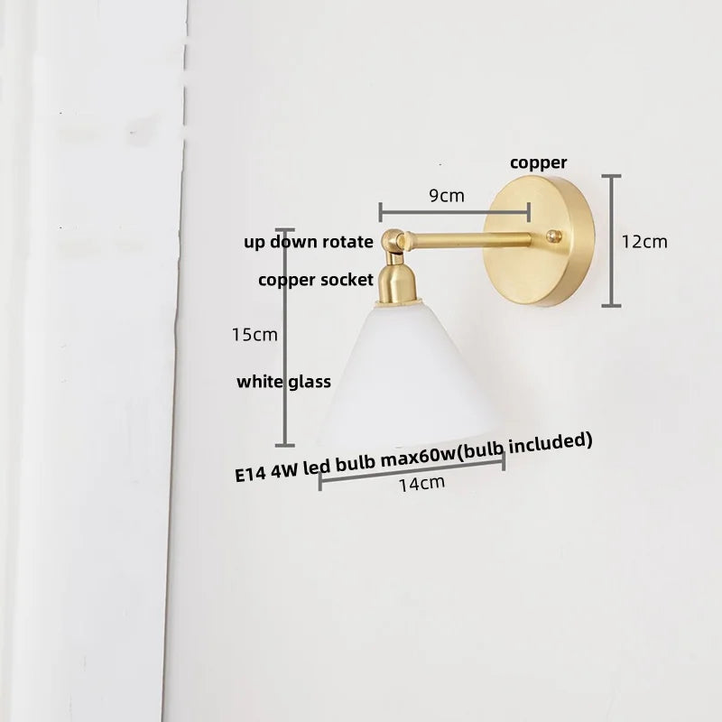 Clear Glass LED Wall Lights Pull Chain Switch Modern Bedside Lamp