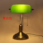 Glass Lampshade Bank Desk Table Lamps White Green LED Light E27