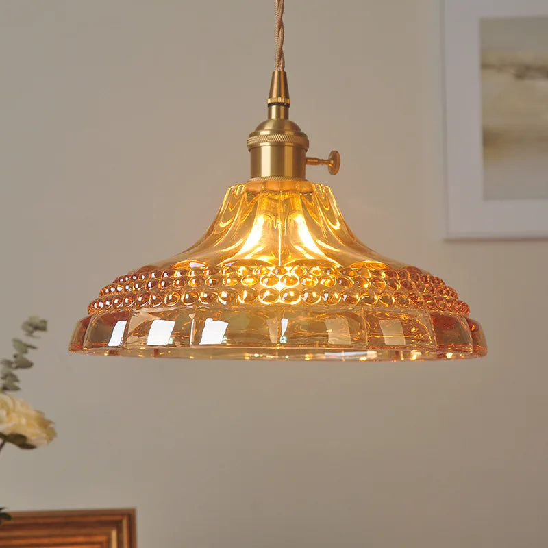 Afralia™ Orange Glass LED Pendant Light with Knob Switch - Nordic Modern Design