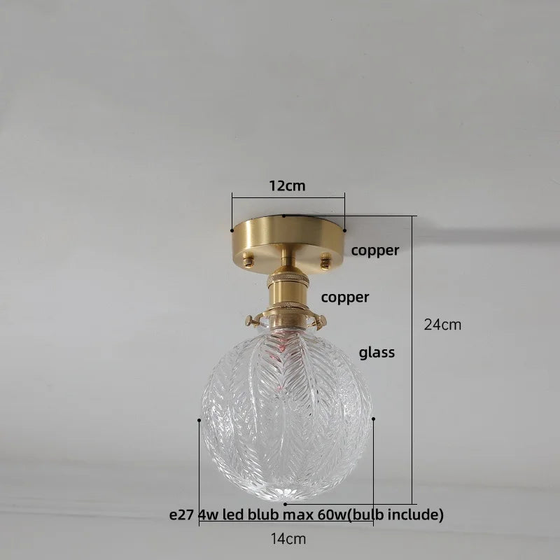 Green Flower Glass LED Ceiling Light Fixture - Nordic Modern Design