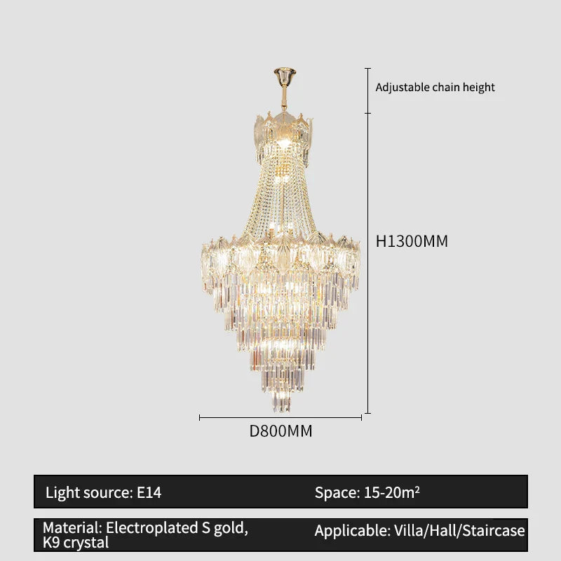 Elegant Simple Staircase Chandelier LED Livingroom Villa Creative Hotel Lighting