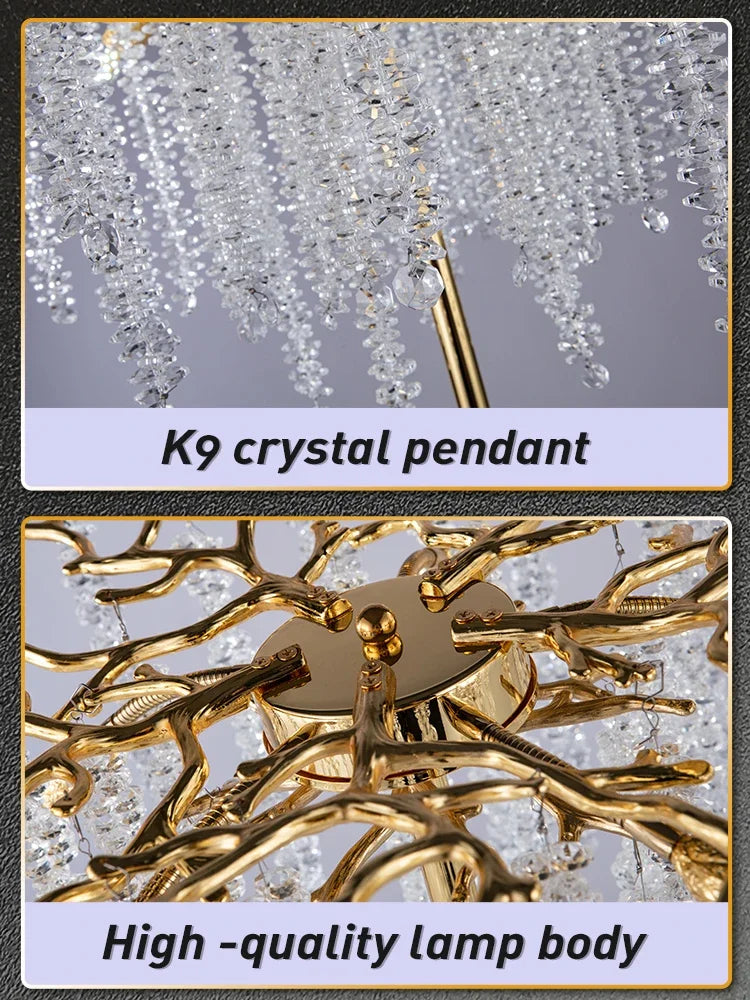 Crystal Gold LED Floor Lamp: Nordic Luxury for Living Room & Bedroom