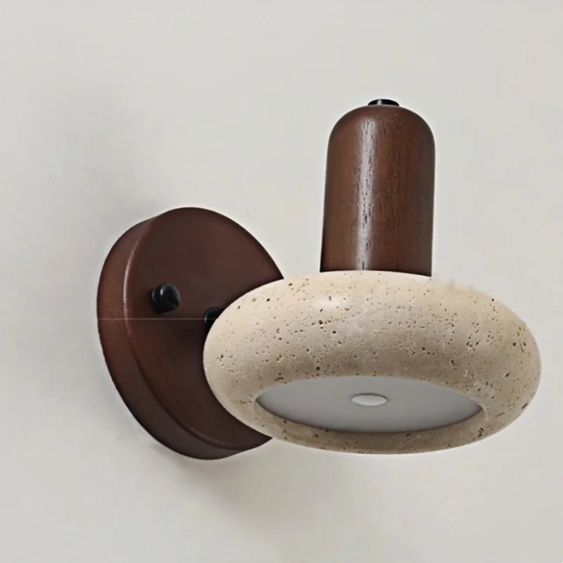 Yellow Travertine LED Wall Lights Rotate Pull Chain Switch
