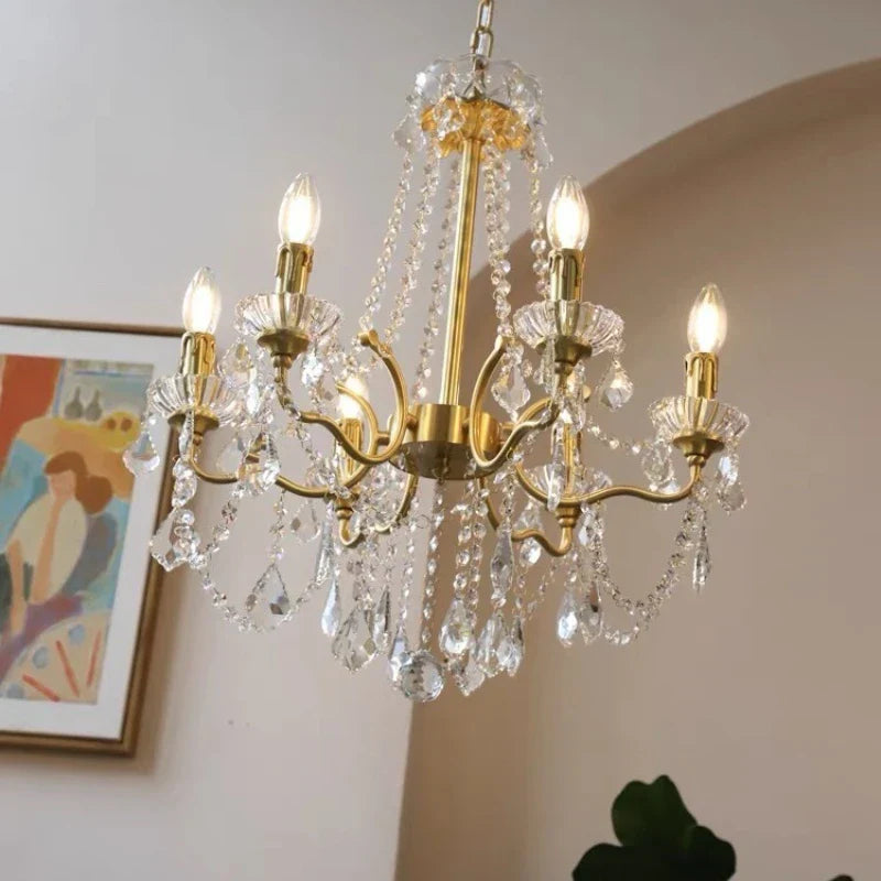 Luxury Copper Crystal Chandelier LED Pendant Lights for Home Decor