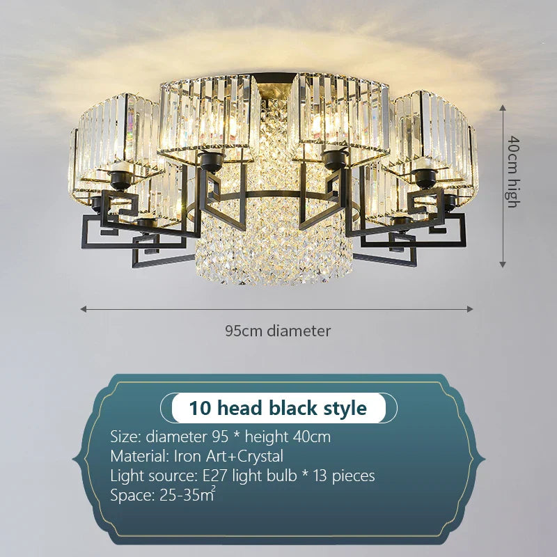 Luxury Crystal Ceiling Light for Living Room, Bedroom, Dining - Modern and Simple