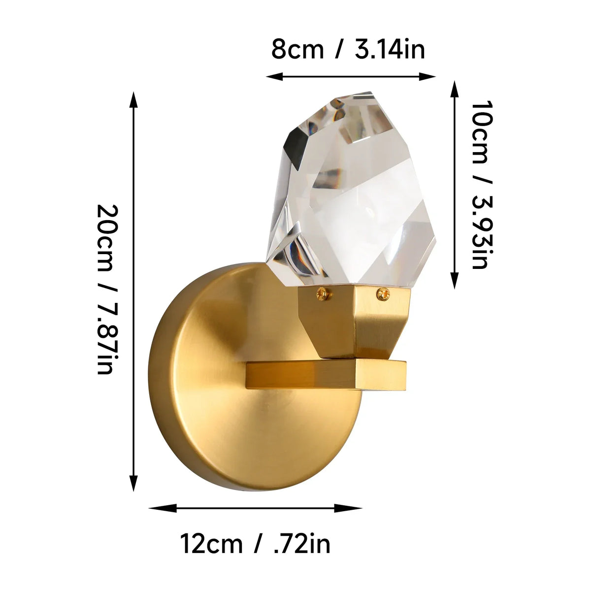 Crystal LED Wall Sconce Fixture - Modern Luxury Copper Ceiling Light for Home Decor