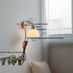 Wood Canopy LED Wall Light Pull Chain Switch Nordic Modern Bedside Sconce